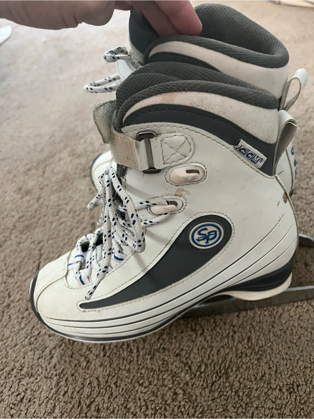 CCM White and Ice Skates with Navy Accents